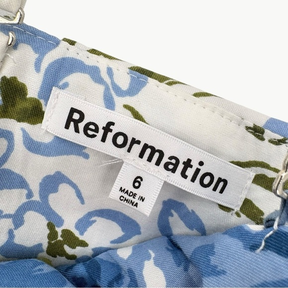Reformation Orion Floral Organic Cotton Camisole Top | Sz 6 | White & Blue - Picture 5 of 16